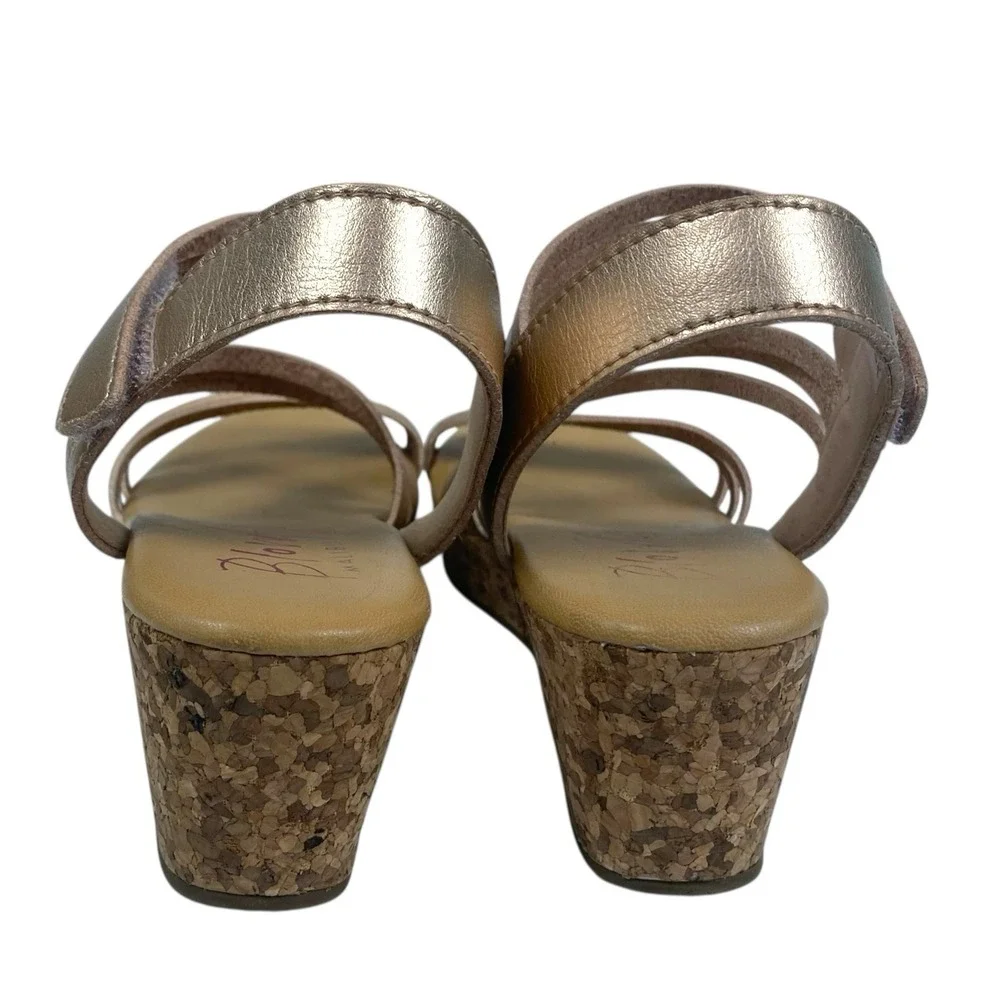 Blowfish Malibu Kids Sandals Copper Leather Size‎ 5 Cork Wedge  Hook/Loop  SU